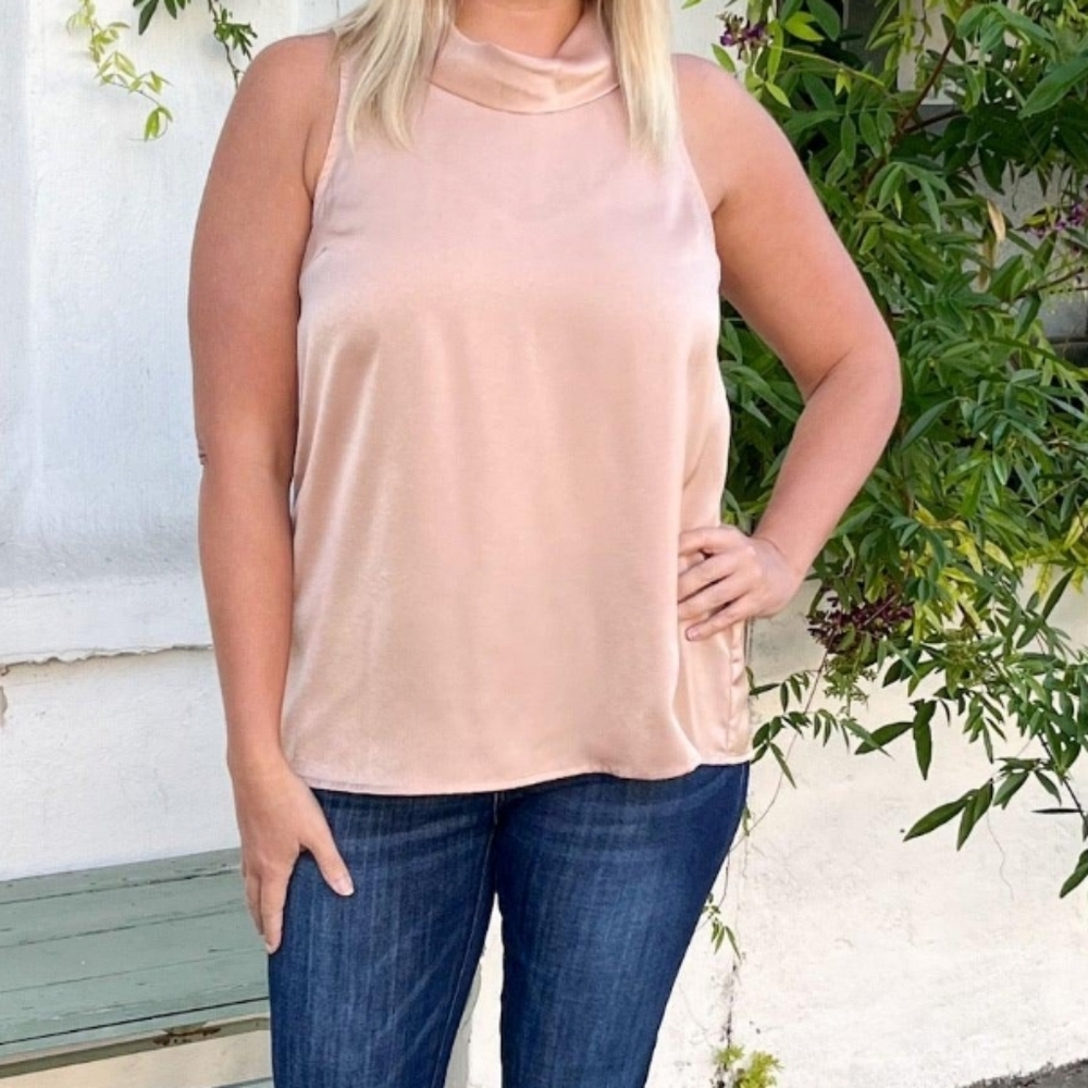 Satin Sands Cowl Neck Top